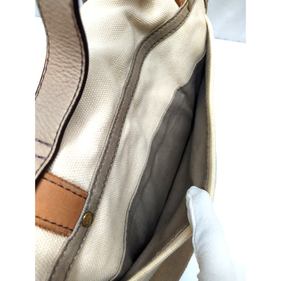 Fossil Long Live Vintage 54 Ivory Canvas Turnlock Flap Messenger Crossbody Bag - Picture 8 of 15